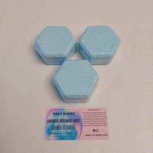 Fizzy Bombs Lavender Rosemary Mint Shower Steamers Handmade Blue Frangrant